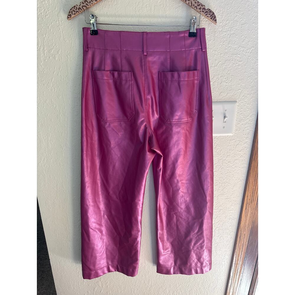 MAEVE The Colette Cropped Wide Leg Vegan Leather Pants in Rose Size 29 - Picture 6 of 7